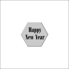 Набор топперов декоративных акриловых "Happy New Year. Шестигранник" Серебро 4х3,5 см 5 шт ТСК238